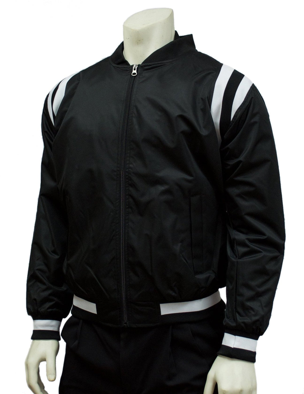 BKS227-Smitty Collegiate Style Black Jacket w/ Black & White Side Insets
