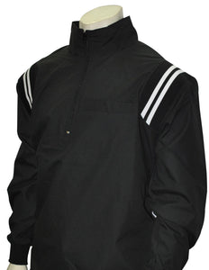BBS322-Smitty Long Sleeve Microfiber Shell Pullover Jacket w/ Half Zipper w/ Open Bottom - Available in Black Only