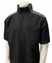 Load image into Gallery viewer, BBS340-Smitty MLB Style Convertible Jacket - Black with Charcoal Grey Collar, Shoulder and Back Accent